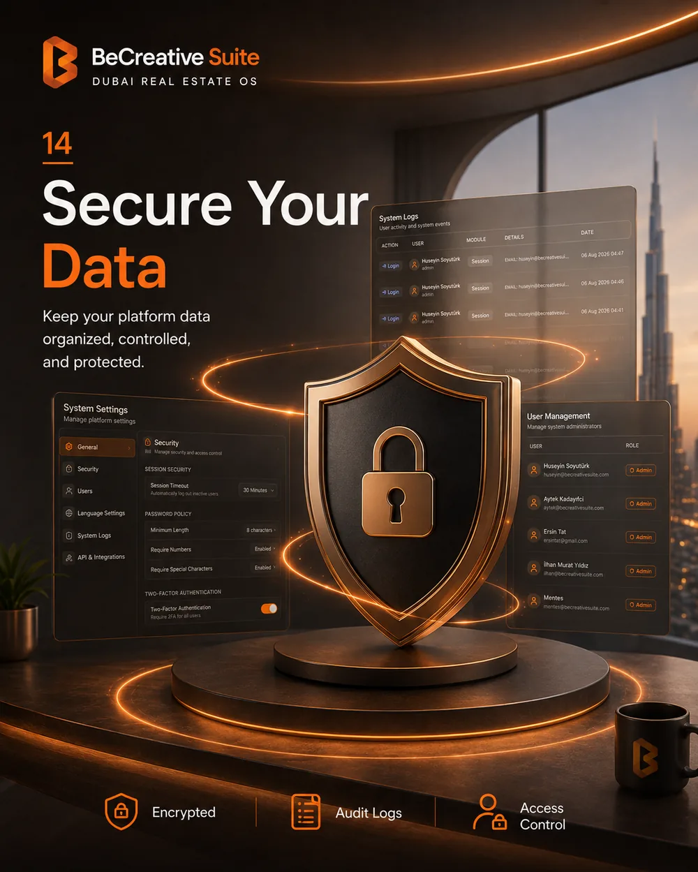 System logs screen recording user activity and administrative actions for security auditing